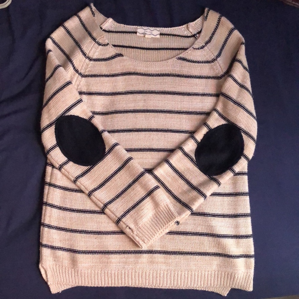 Pink Rose cream/ navy stripped sweater